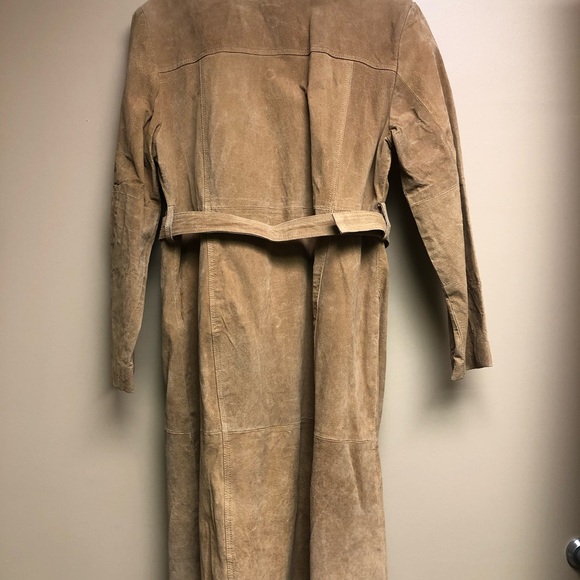 Vintage suede leather trench coat. Brown. XL. Some wear on sleeve.  GUC - Picture 2 of 6